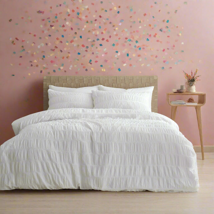 Catherine Lansfield Seersucker Reversible Duvet Cover & Pillowcase Set