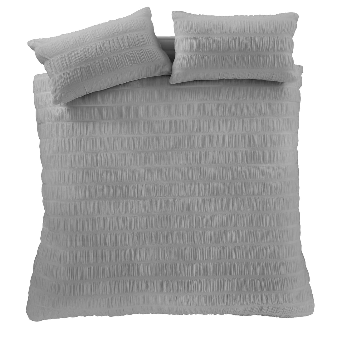 Catherine Lansfield Seersucker Reversible Duvet Cover & Pillowcase Set
