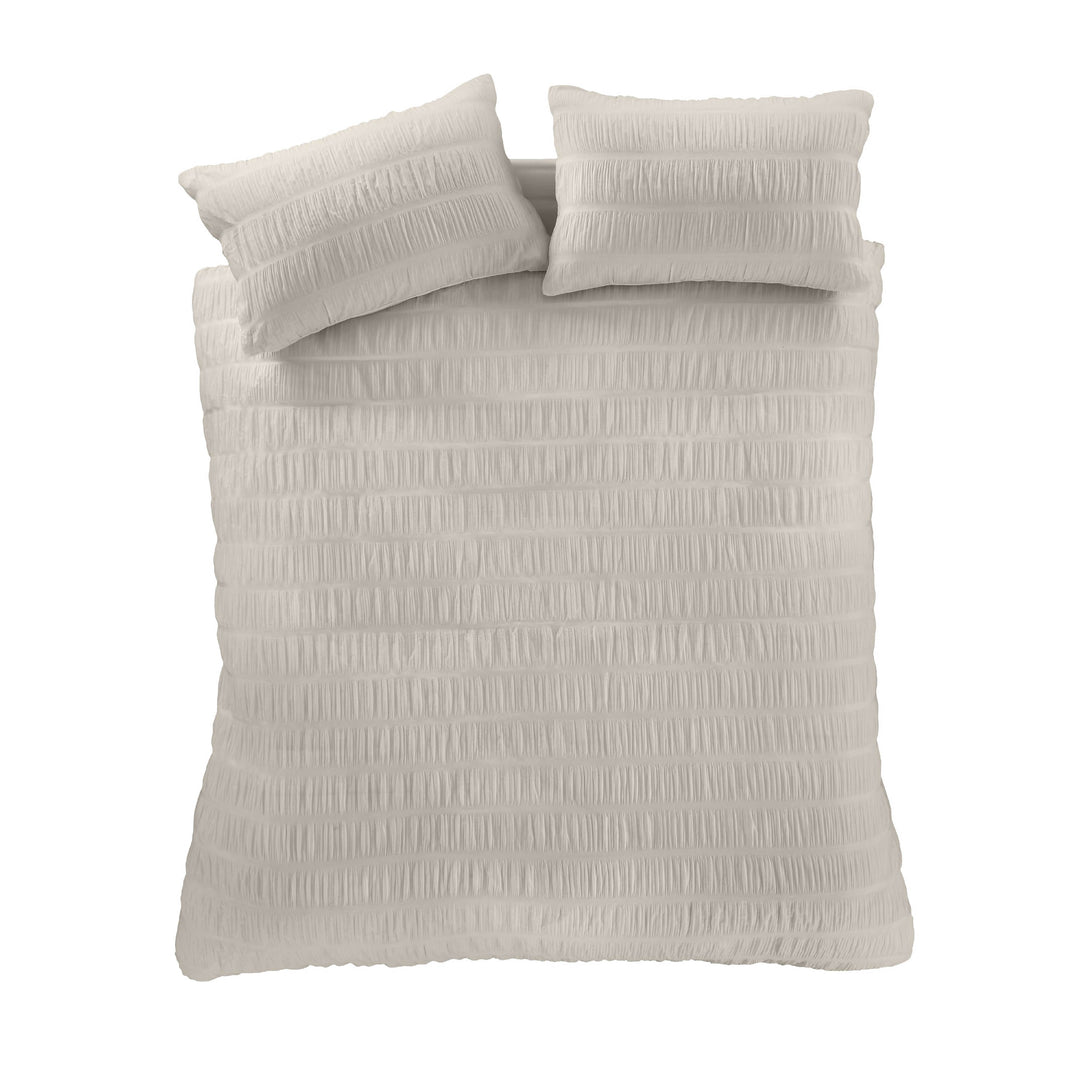 Catherine Lansfield Seersucker Reversible Duvet Cover & Pillowcase Set
