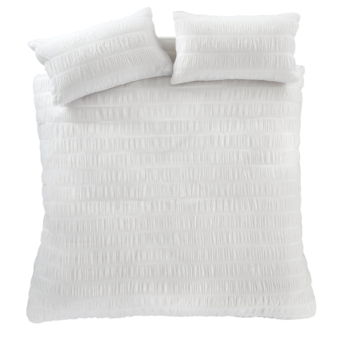 Catherine Lansfield Seersucker Reversible Duvet Cover & Pillowcase Set