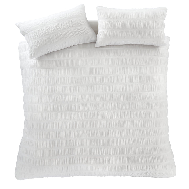 Catherine Lansfield Seersucker Reversible Duvet Cover & Pillowcase Set