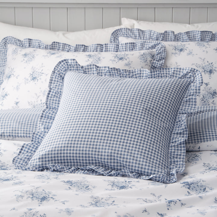 Catherine Lansfield Lucie Floral Frill Gingham Cushion