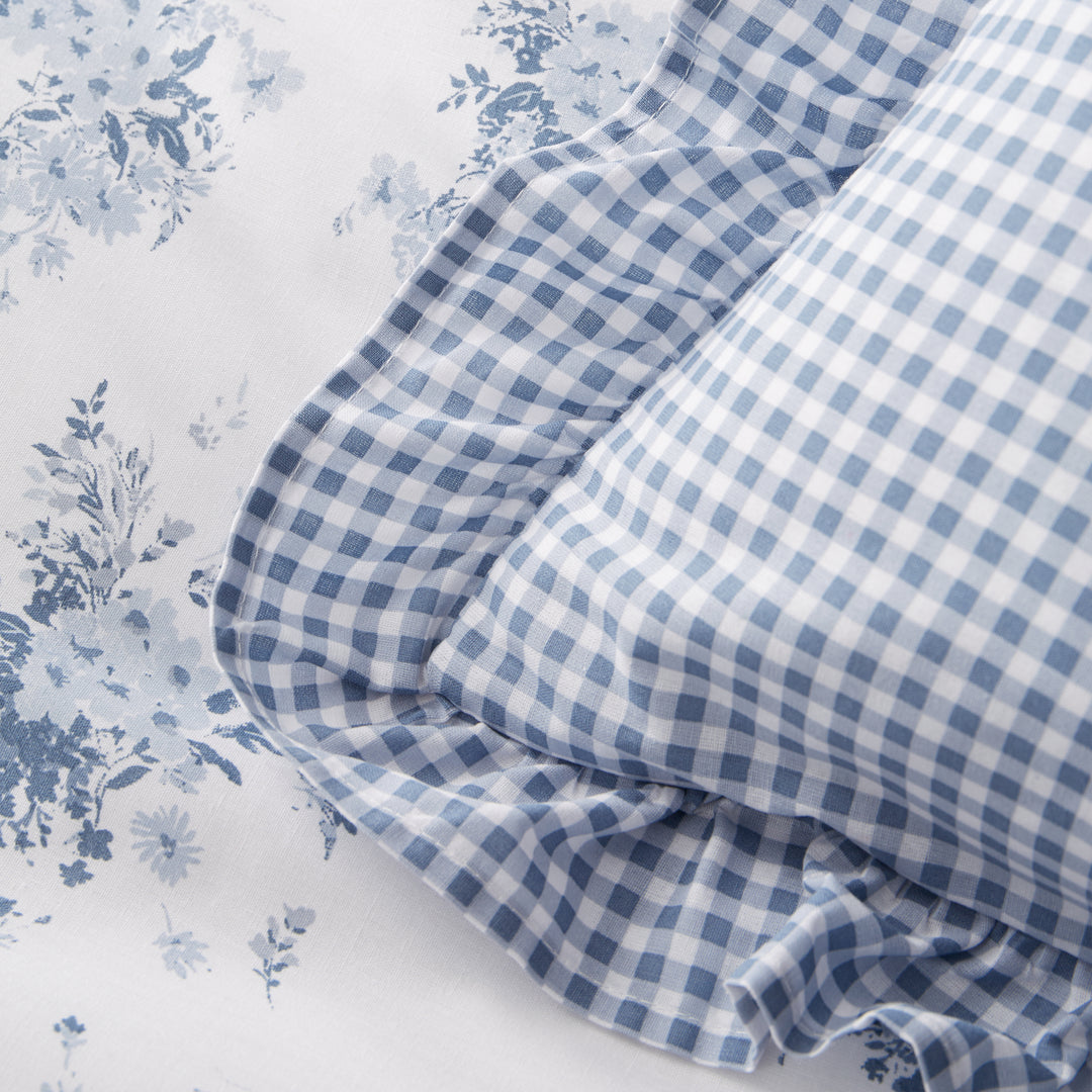 Catherine Lansfield Lucie Floral Frill Gingham Cushion