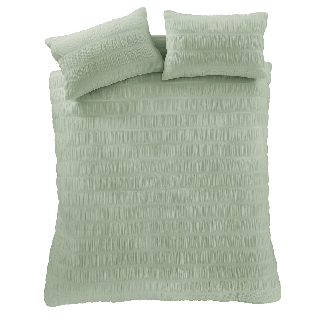 Catherine Lansfield Seersucker Reversible Duvet Cover & Pillowcase Set