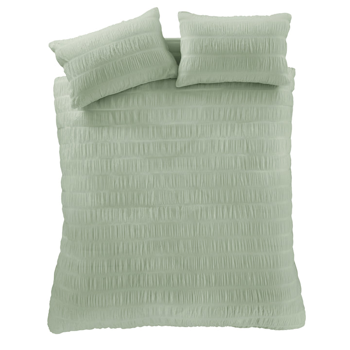 Catherine Lansfield Seersucker Reversible Duvet Cover & Pillowcase Set