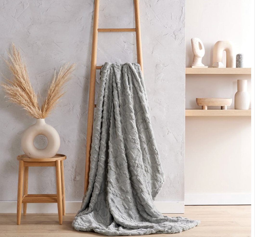 Cable Knit Jacquard Fleece Throw