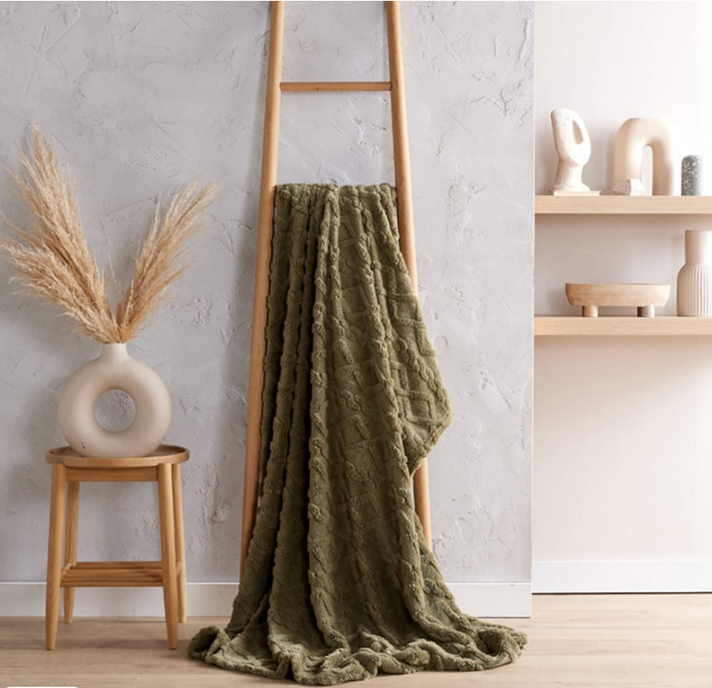 Cable Knit Jacquard Fleece Throw